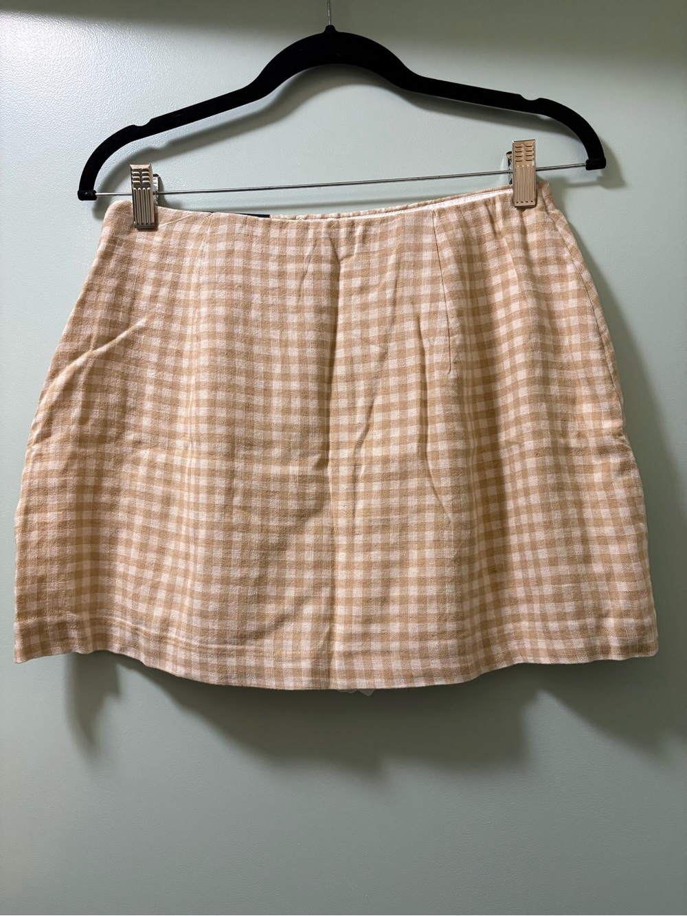 Abercrombie & Fitch Beige and White Gingham Mini Skirt - Curve Love